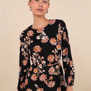 Lulus Floral Black Dress XL